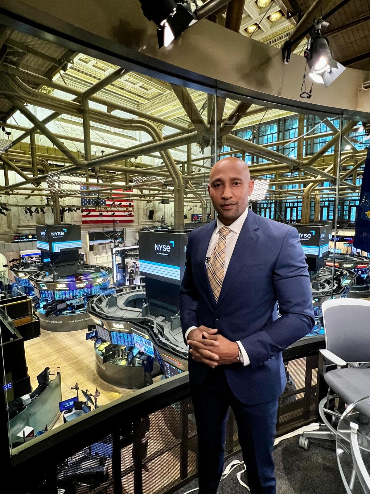 Jonas Muthoni on the floor of the New York Stock Exchange